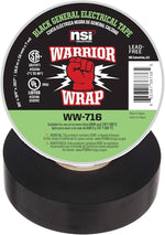 NSI WARRIOR WRAP WW-716 General Use Black Vinyl Electrical Tape, 7mil, 60ft Long