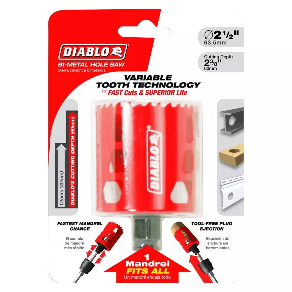 DIABLO TOOLS DHS2500 2-1/2" Bi-Metal Hole Saw