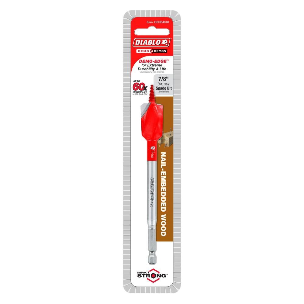 DIABLO TOOLS DSPD4040 7/8" x 6" Demo Demon™ Spade Bit for Nail-Embedded Wood