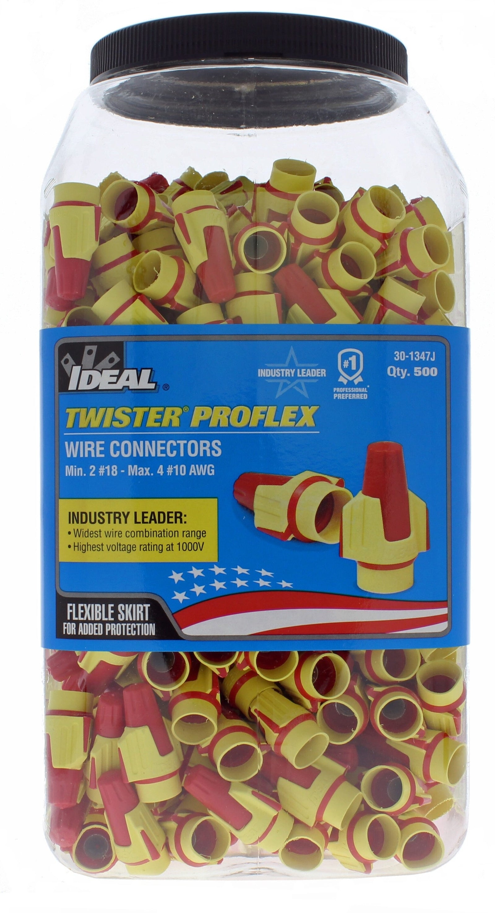 Ideal 30-1347JR Twister ProFLEX Wire Connector, Model 347, Red/Yellow, 400/Jar