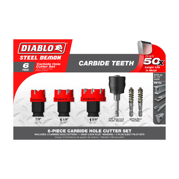 DIABLO TOOLS DHS06CFS 6 pc Steel Demon™ Carbide Teeth Hole Cutter Set (6-pc)