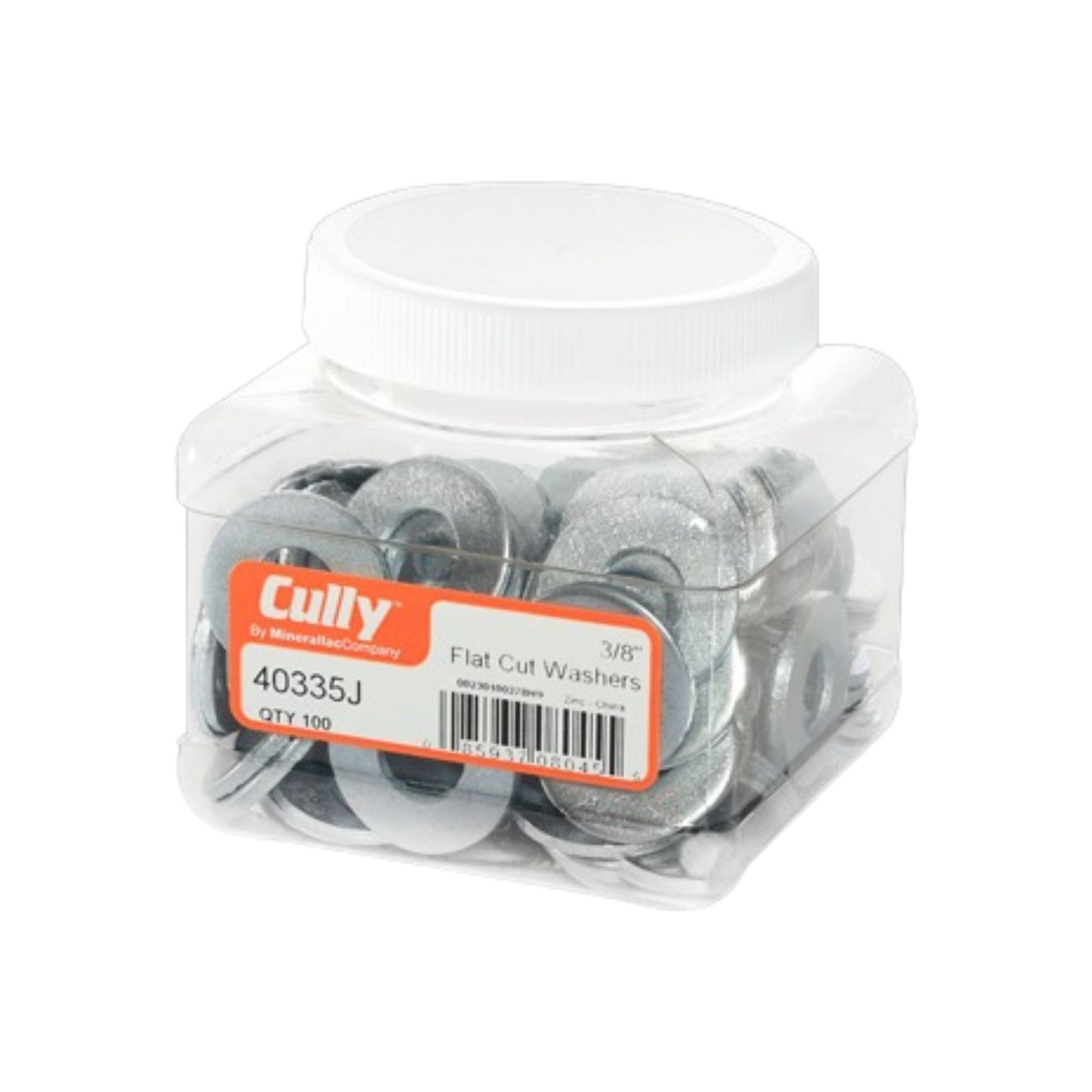 Minerallac/Cully 40335J 3/8" USS Flat Washers, Low Carbon, Zinc Plated, Jar