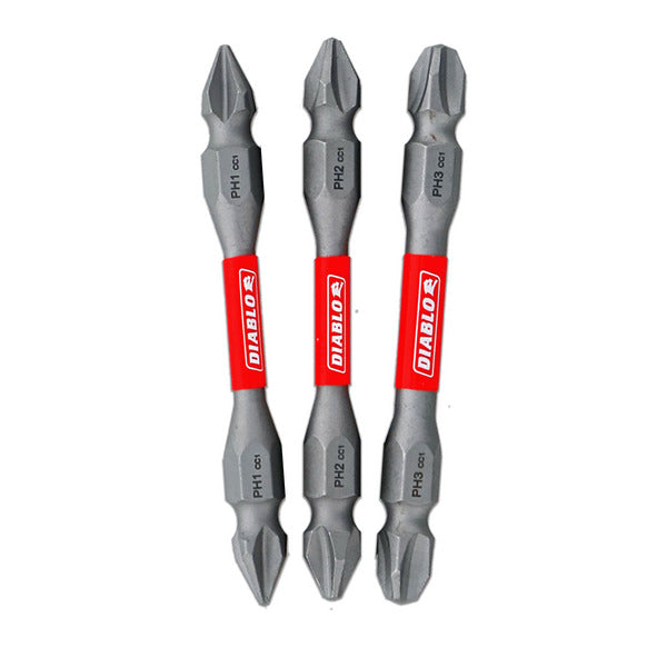 DIABLO TOOLS DDEPHV25-S3 2-1/2" Double-Ended Phillips Drive Bit Set (3-pc)